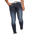 Blue Black - Front - Crosshatch Mens Barbeck Slim Jeans