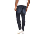 Blue Black - Back - Crosshatch Mens Barbeck Slim Jeans
