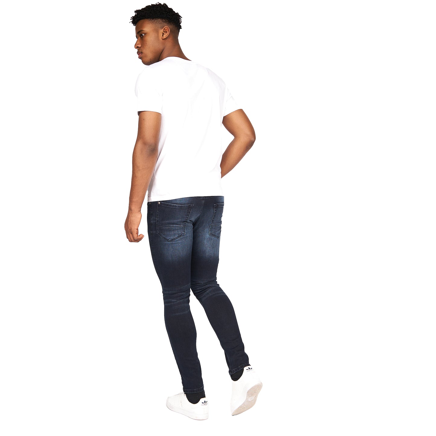 Blue Black - Pack Shot - Crosshatch Mens Barbeck Slim Jeans