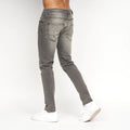 Light Grey - Back - Crosshatch Mens Sheldons Slim Jeans