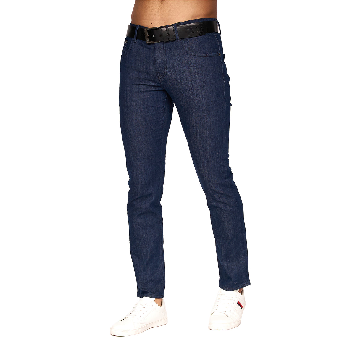 Raw Wash - Side - Crosshatch Mens Farrowed Stretch Jeans