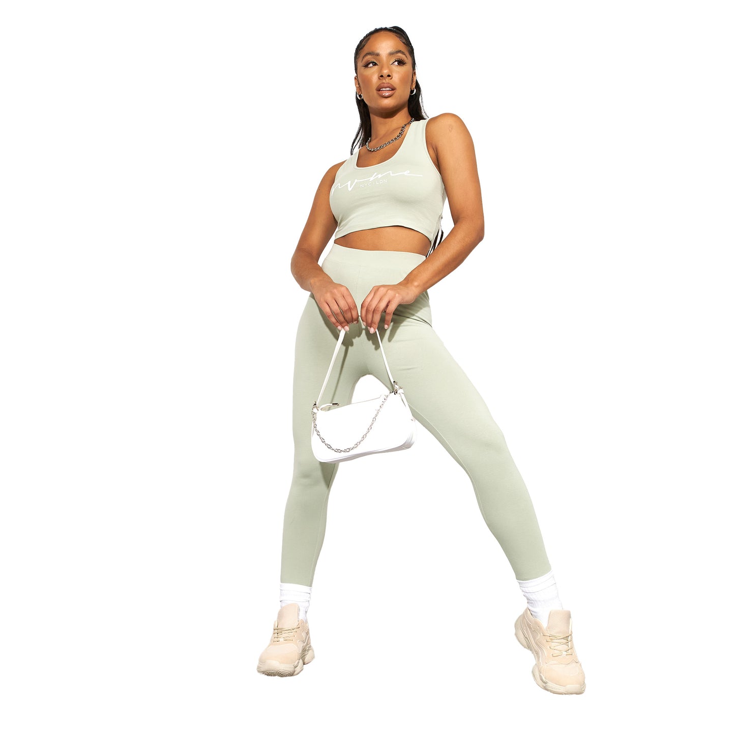 Sage - Pack Shot - NVME Womens-Ladies Mazey Cropped Vest Top