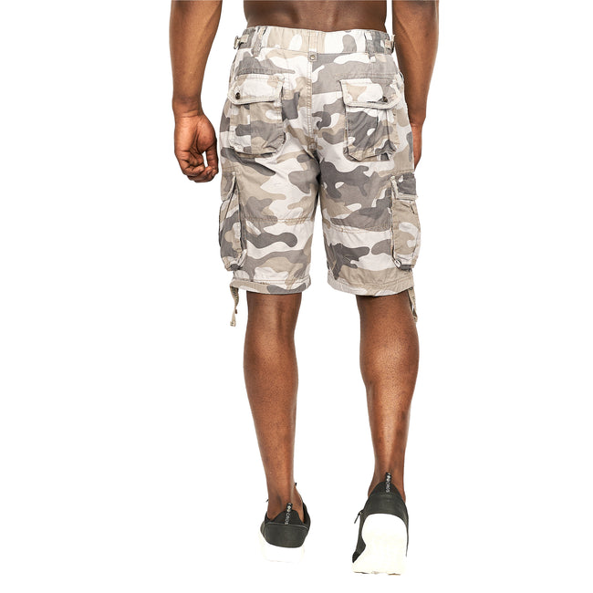 Charcoal - Back - Crosshatch Mens Jimster Camo Cargo Shorts