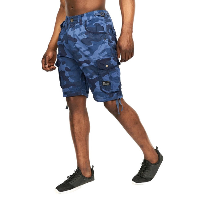Blue - Front - Crosshatch Mens Jimster Camo Cargo Shorts
