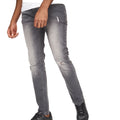 Light Grey - Side - Money Mens Ape Ripped Slim Jeans