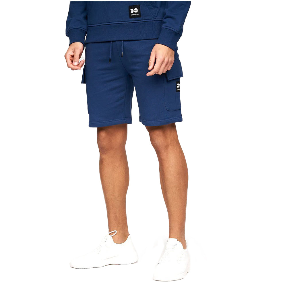 Estate Blue - Front - Crosshatch Mens Logo Cargo Shorts