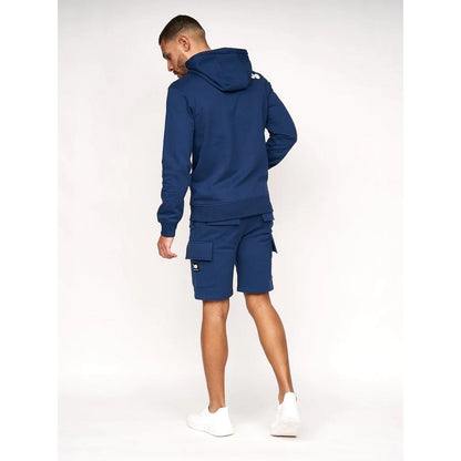 Estate Blue - Back - Crosshatch Mens Logo Cargo Shorts