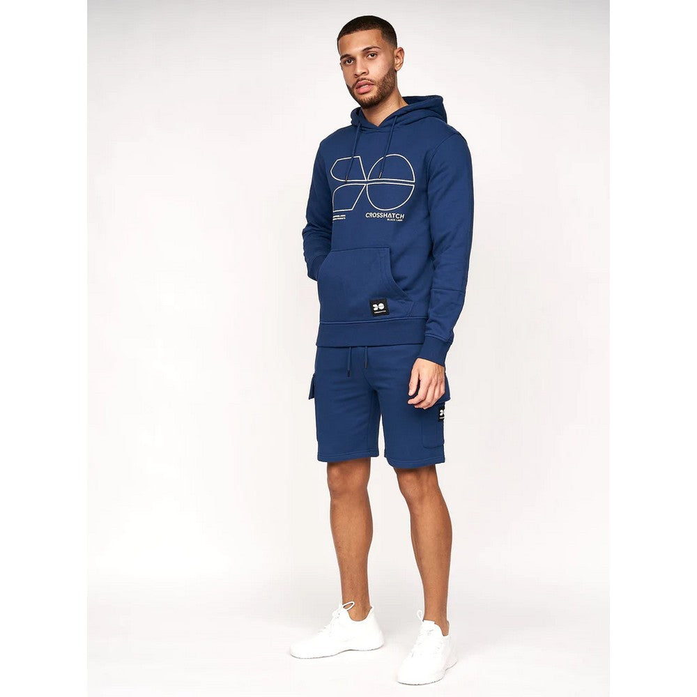 Estate Blue - Pack Shot - Crosshatch Mens Logo Cargo Shorts