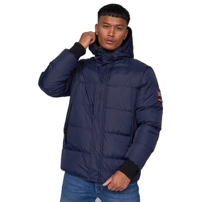 Navy - Front - Crosshatch Mens Bowmer Embossed Jacket