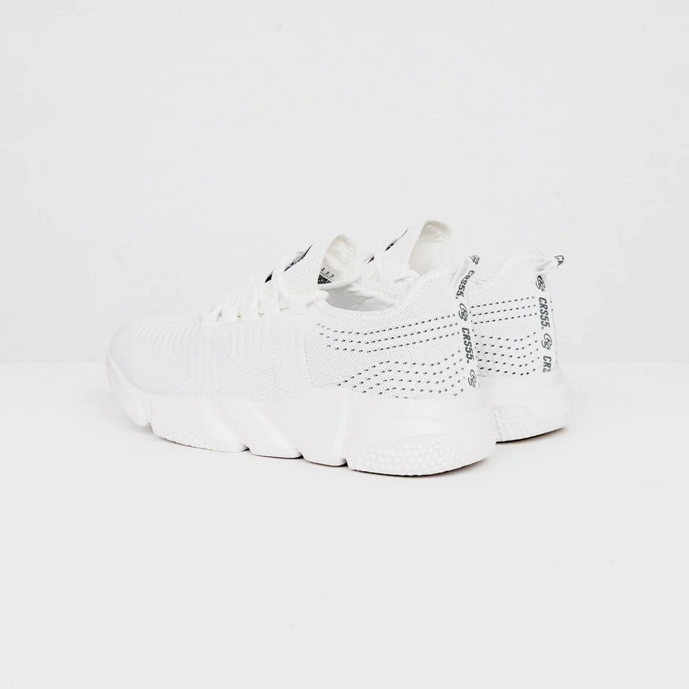 White - Back - Crosshatch Mens Wingard Knitted Trainers