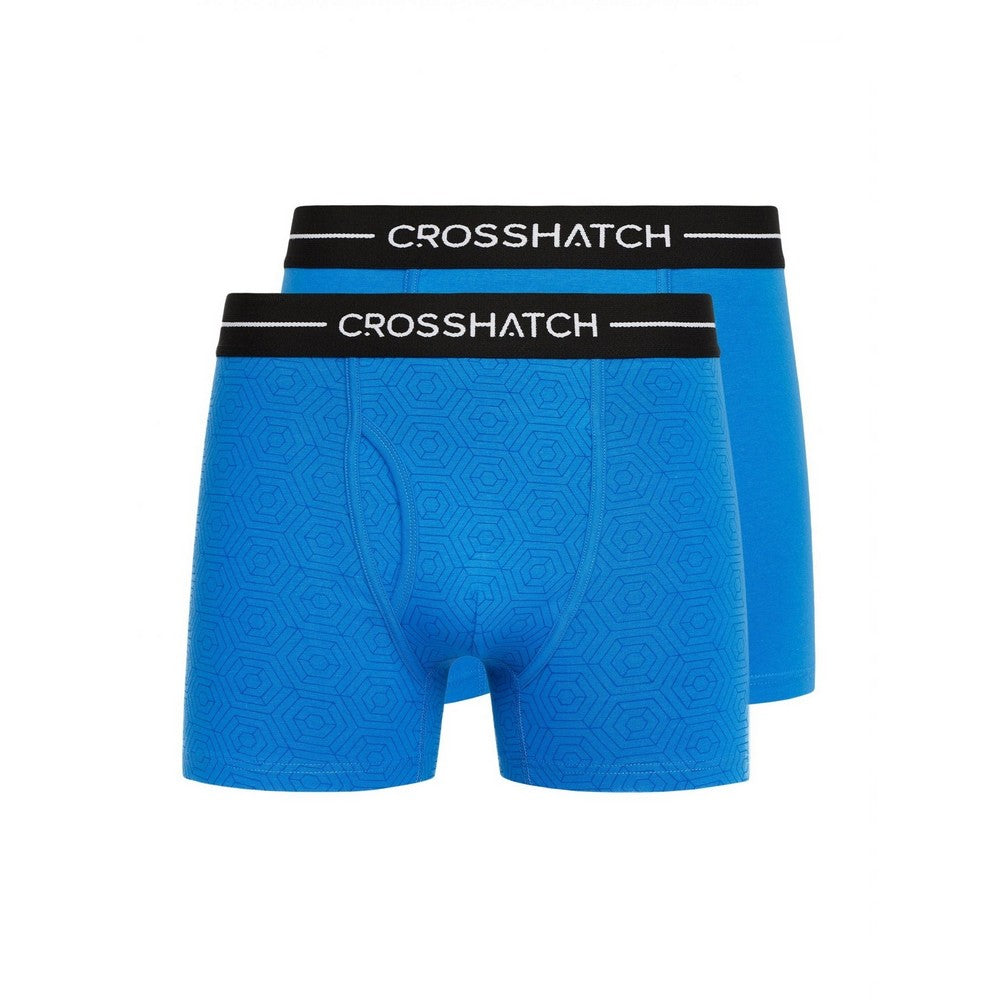 Blue - Front - Crosshatch Mens Hexter Boxer Shorts (Pack Of 2)