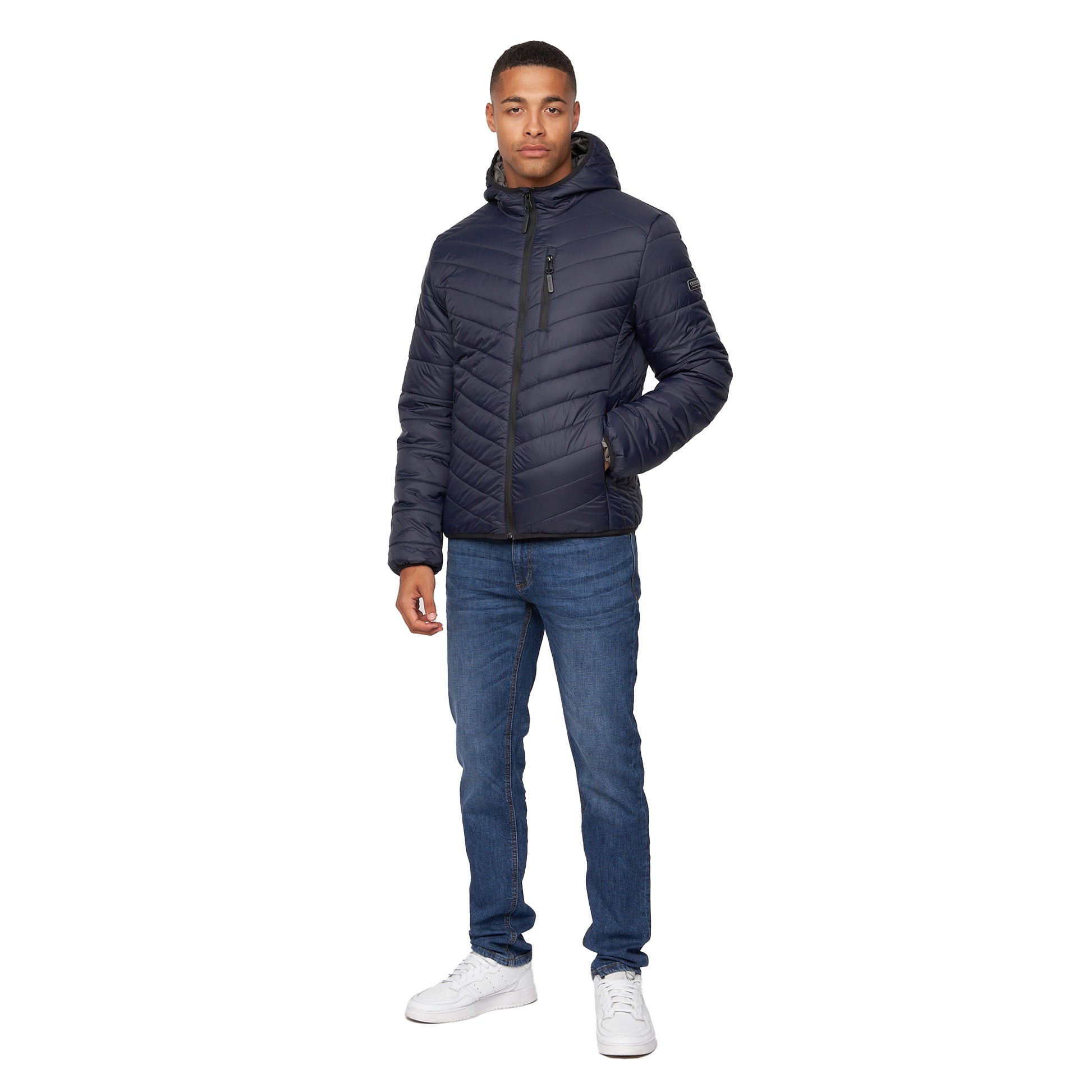 Blue - Pack Shot - Crosshatch Mens Rawsolid Hooded Jacket