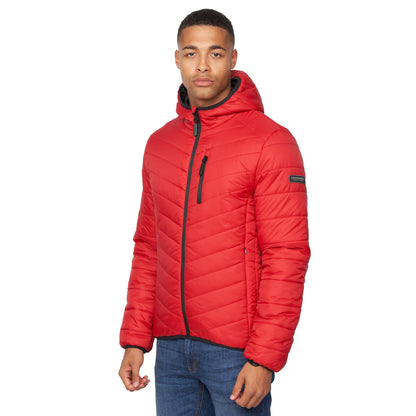 Blue - Close up - Crosshatch Mens Rawsolid Hooded Jacket