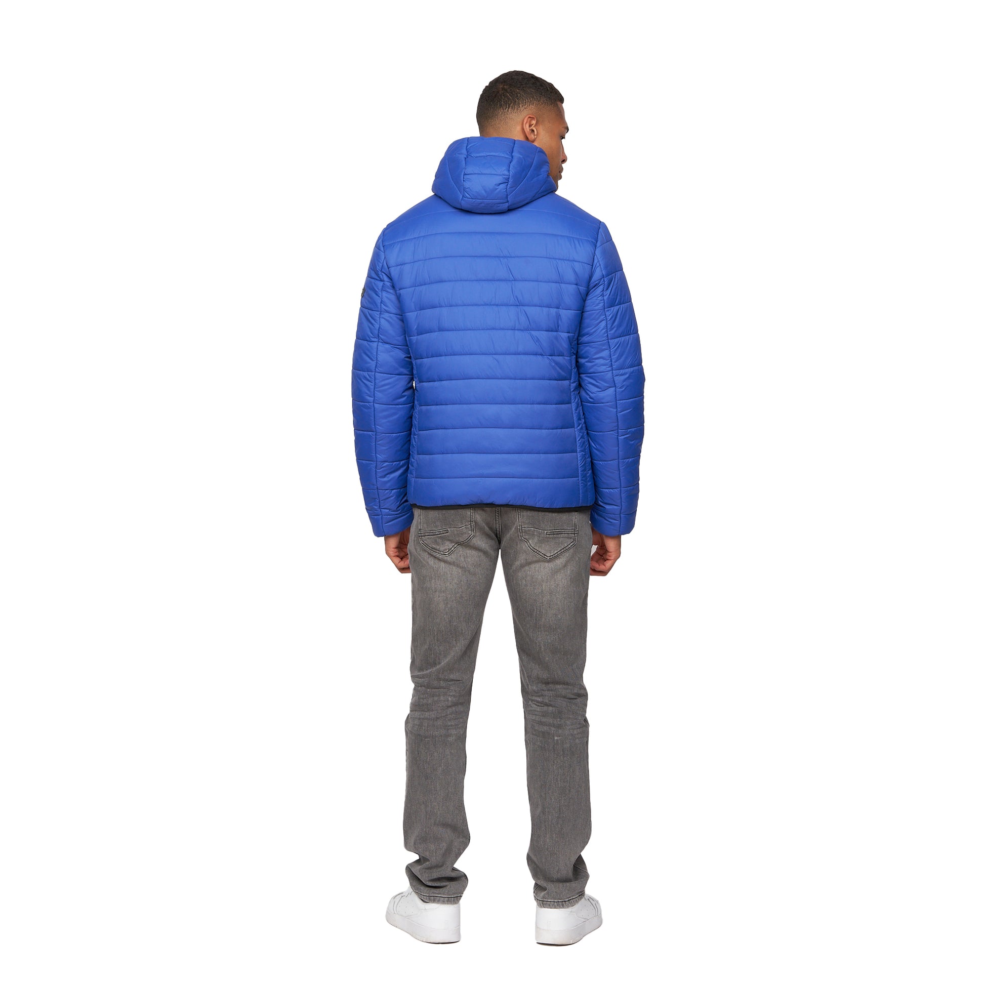 Blue - Back - Crosshatch Mens Rawsolid Hooded Jacket