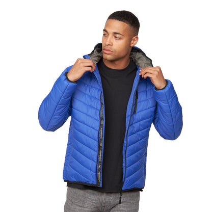 Blue - Side - Crosshatch Mens Rawsolid Hooded Jacket