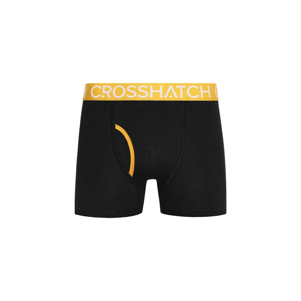 Yellow - Side - Crosshatch Mens Payso Boxer Shorts (Pack of 3)