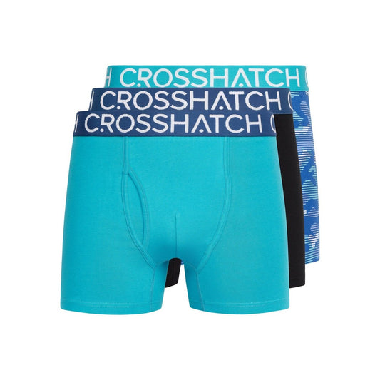 Teal - Front - Crosshatch Mens Payso Boxer Shorts (Pack of 3)