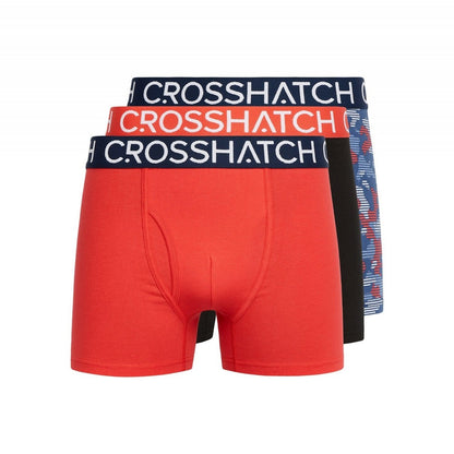 Red - Front - Crosshatch Mens Payso Boxer Shorts (Pack of 3)