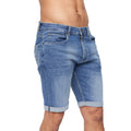 Mid Wash - Front - Crosshatch Mens Tonwin Denim Embossed Shorts