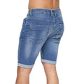 Mid Wash - Lifestyle - Crosshatch Mens Tonwin Denim Embossed Shorts