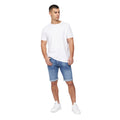 Mid Wash - Close up - Crosshatch Mens Tonwin Denim Embossed Shorts