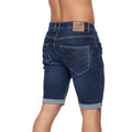 Dark Wash - Back - Crosshatch Mens Tonwin Denim Embossed Shorts