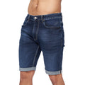 Dark Wash - Side - Crosshatch Mens Tonwin Denim Embossed Shorts