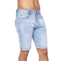 Light Wash - Front - Crosshatch Mens Tonwin Denim Embossed Shorts