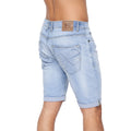 Light Wash - Back - Crosshatch Mens Tonwin Denim Embossed Shorts