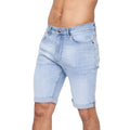 Light Wash - Side - Crosshatch Mens Tonwin Denim Embossed Shorts