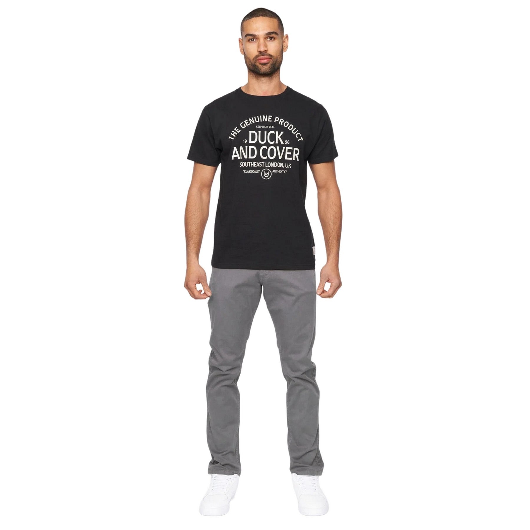 Dark Grey - Side - Duck and Cover Mens Moretor Chinos