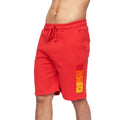Red - Side - Crosshatch Mens Flocked Shorts