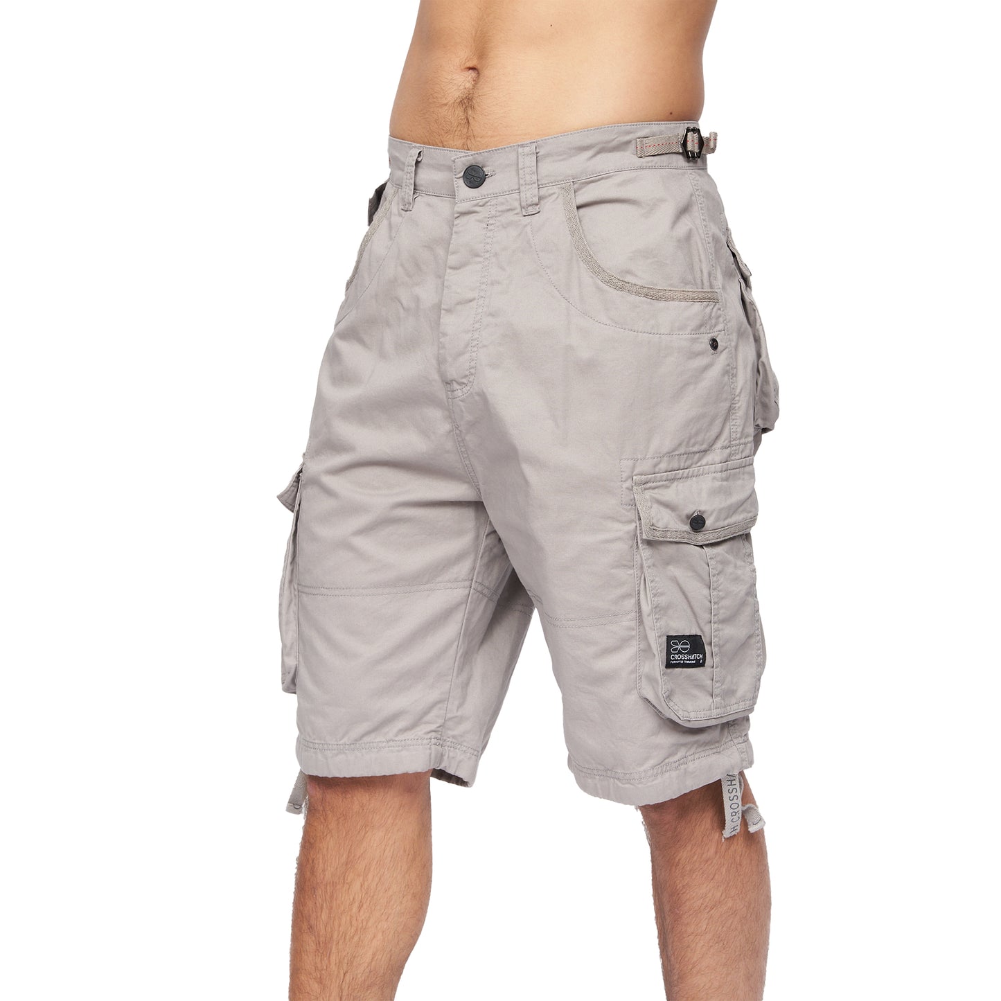Light Grey - Side - Crosshatch Mens Jimster Cargo Shorts
