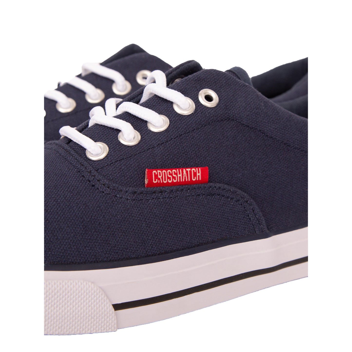 Navy - Side - Crosshatch Mens Skywalk Canvas Trainers