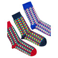 Multicoloured - Front - Bewley & Ritch Mens Vasili Microprint Ankle Socks (Pack of 3)