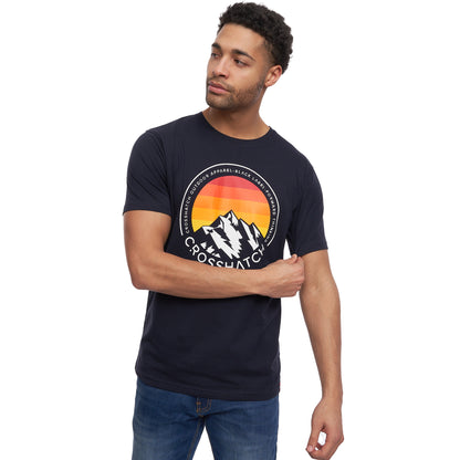 Navy - Side - Crosshatch Mens Kamet T-Shirt