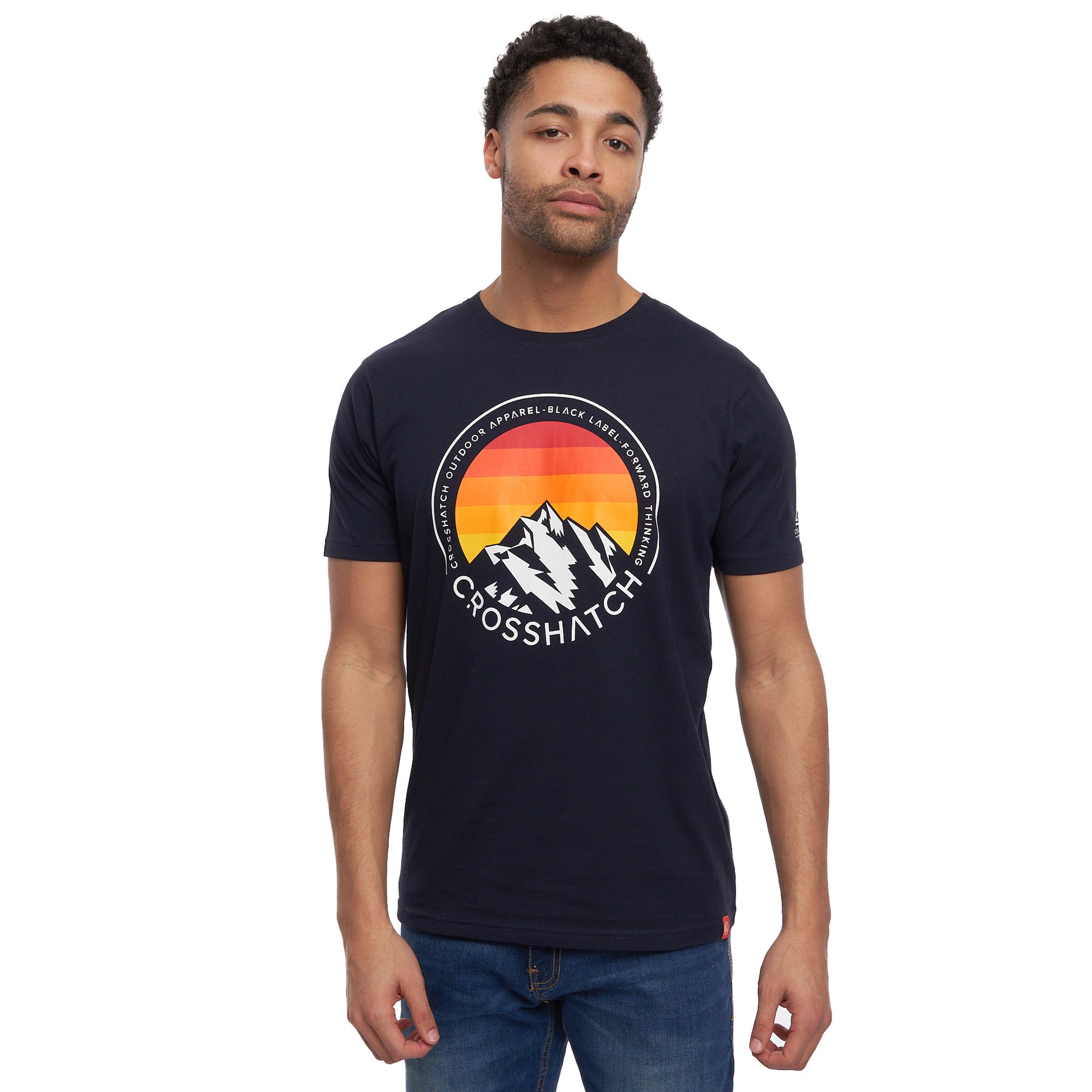 Navy - Front - Crosshatch Mens Kamet T-Shirt