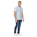 Light Blue - Close up - Bewley & Ritch Mens Balton Oxford Short-Sleeved Shirt