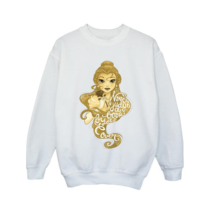 White - Front - Disney Girls Beauty And The Beast Never Judge Sweatshirt