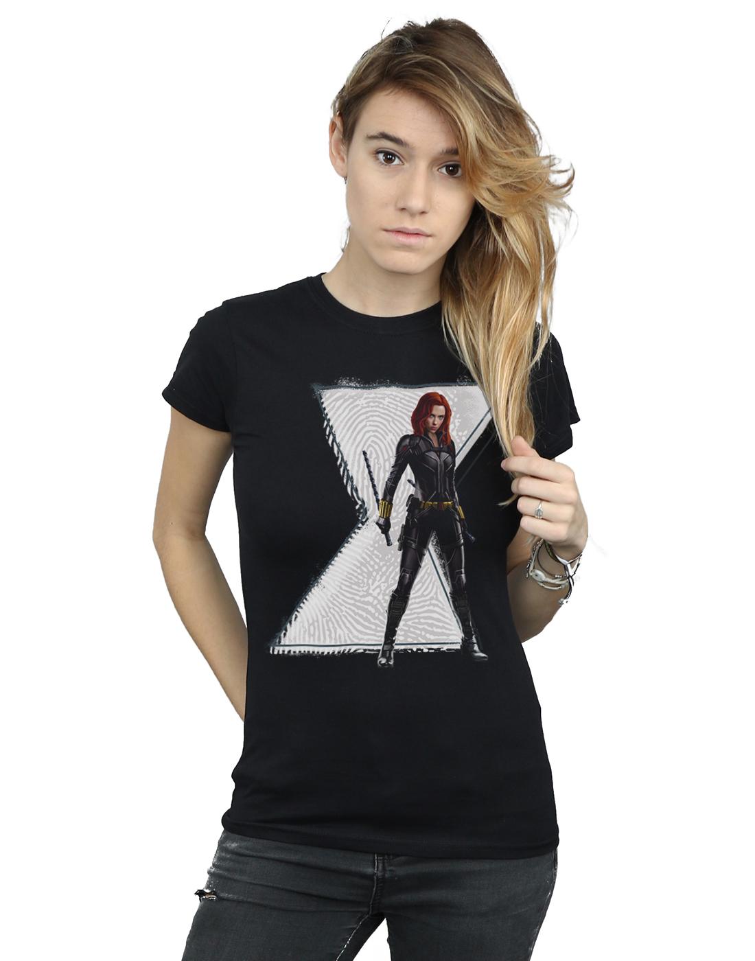 Black - Back - Marvel Womens-Ladies Black Widow Movie Natasha Logo Cotton T-Shirt