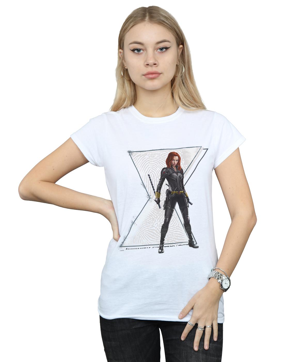 White - Back - Marvel Womens-Ladies Black Widow Movie Natasha Logo Cotton T-Shirt