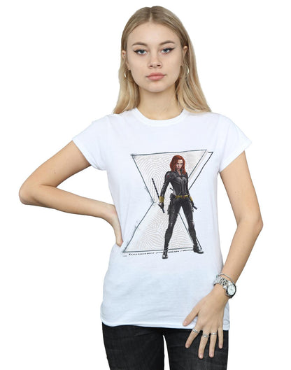 White - Back - Marvel Womens-Ladies Black Widow Movie Natasha Logo Cotton T-Shirt