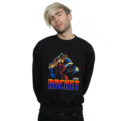 Black - Back - Marvel Mens Avengers Infinity War Rocket Character Cotton Sweatshirt