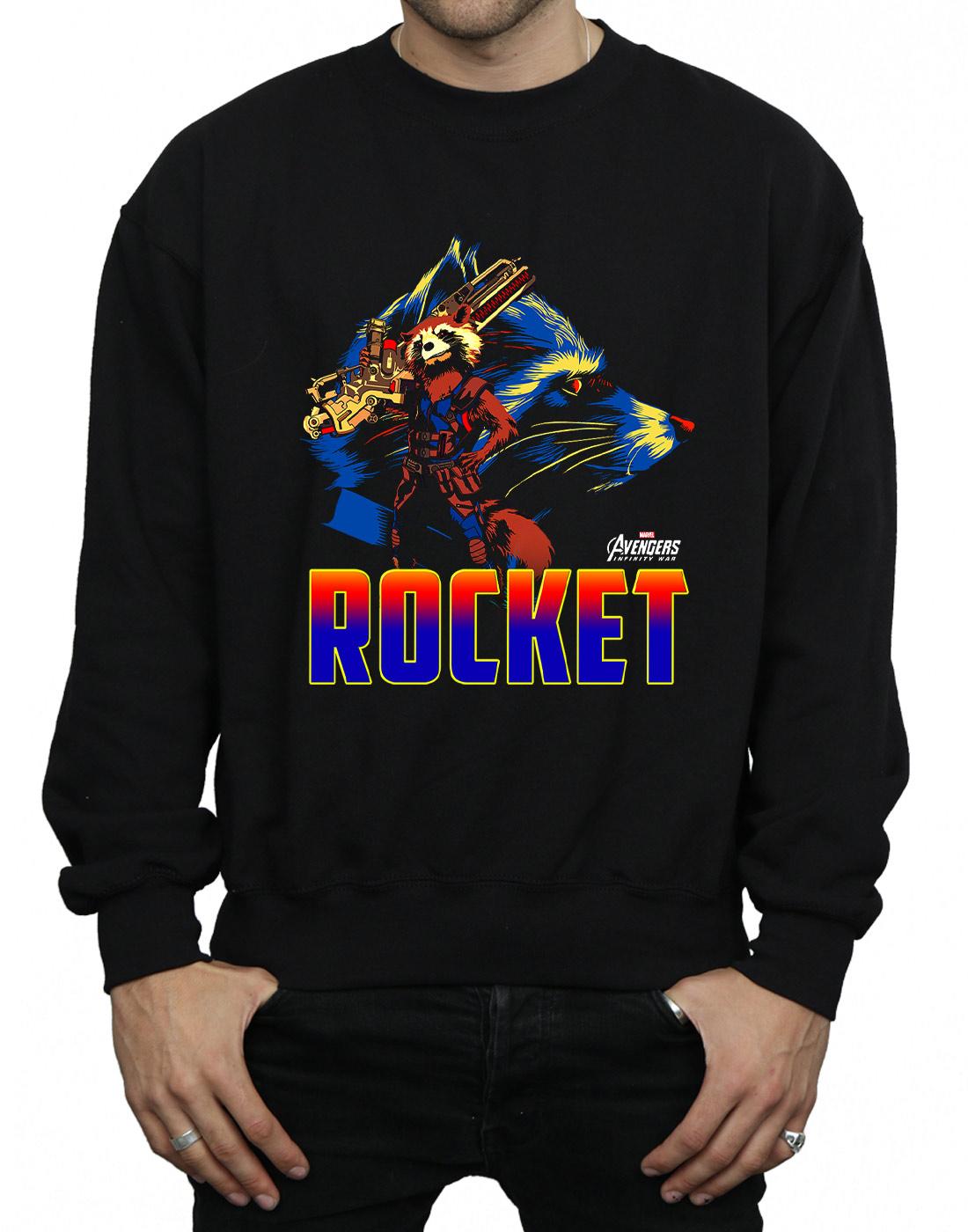 Black - Side - Marvel Mens Avengers Infinity War Rocket Character Cotton Sweatshirt