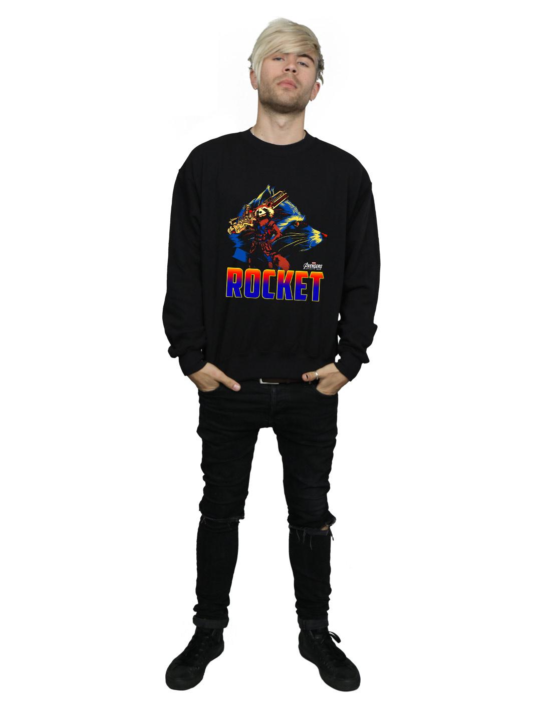 Black - Lifestyle - Marvel Mens Avengers Infinity War Rocket Character Cotton Sweatshirt