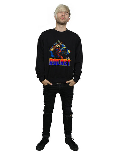 Black - Lifestyle - Marvel Mens Avengers Infinity War Rocket Character Cotton Sweatshirt