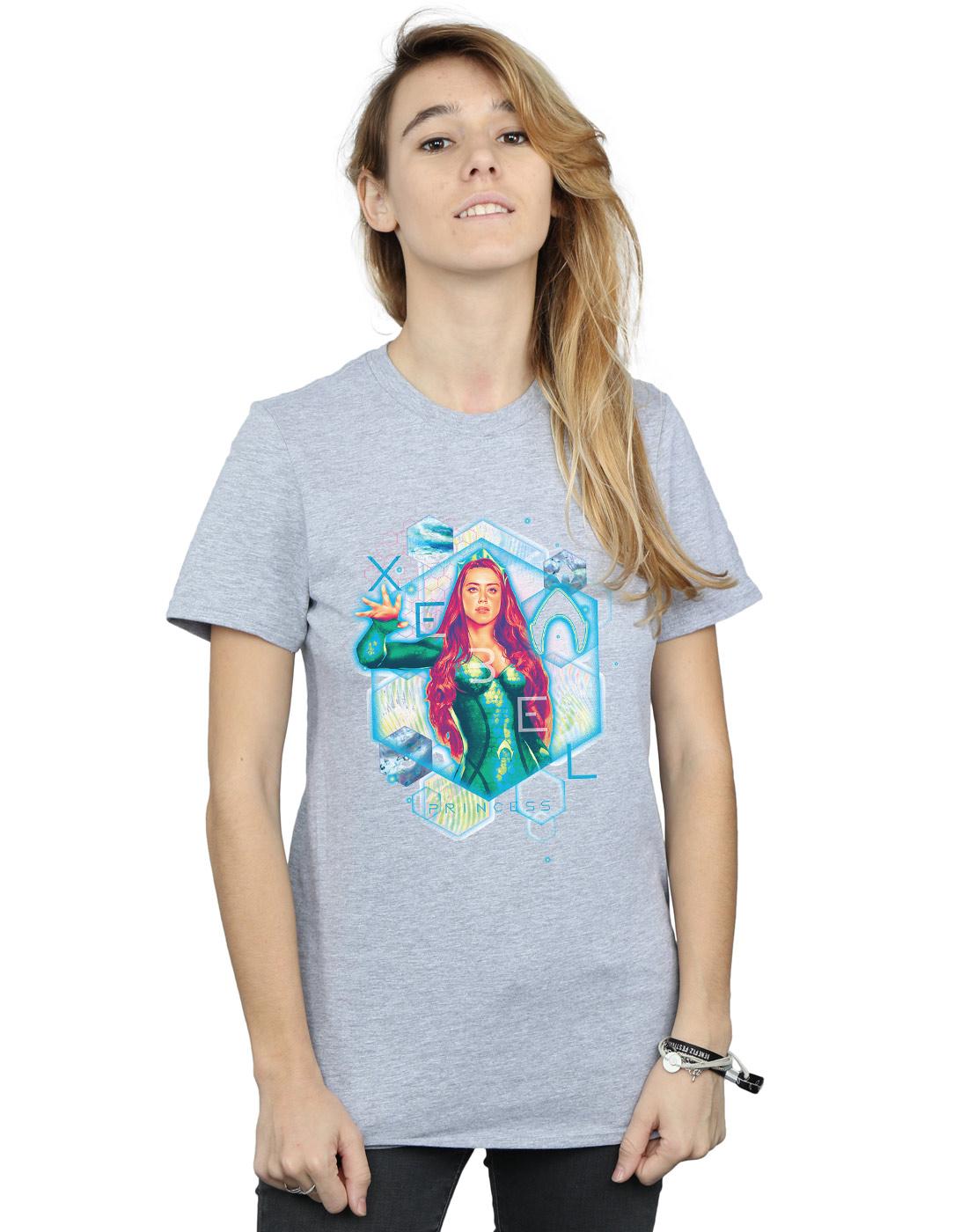 Sports Grey - Back - DC Comics Womens-Ladies Aquaman Mera Geometric Cotton Boyfriend T-Shirt