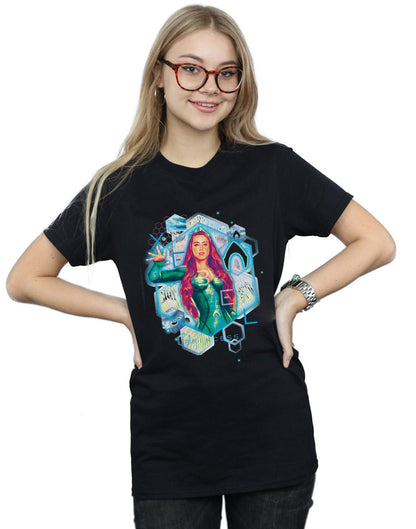 Black - Back - DC Comics Womens-Ladies Aquaman Mera Geometric Cotton Boyfriend T-Shirt