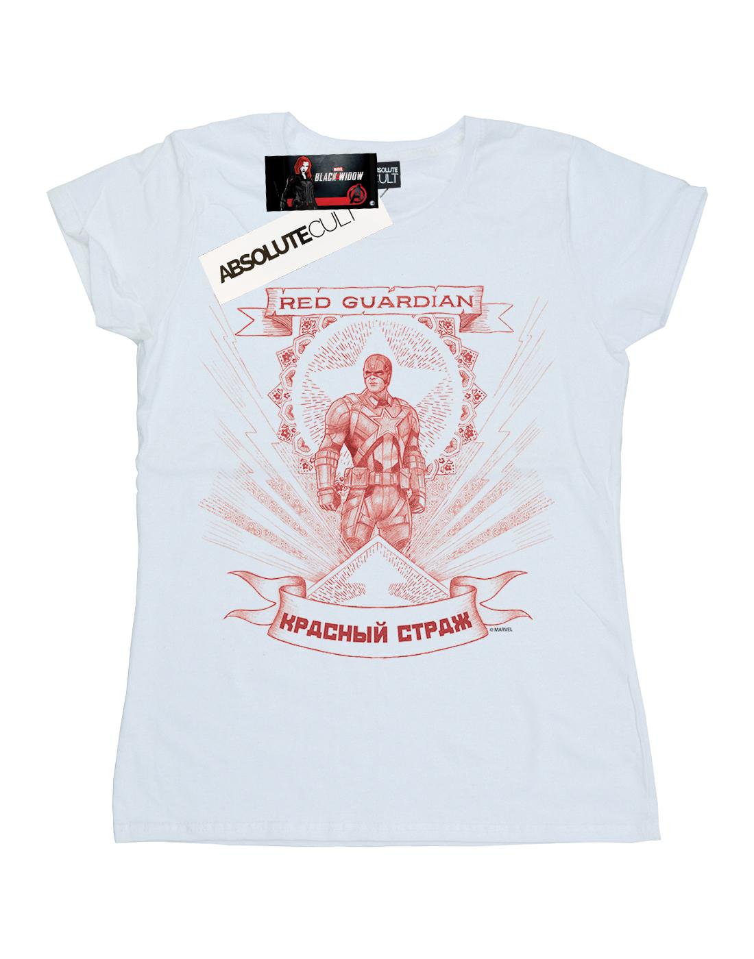 White - Front - Marvel Womens-Ladies Black Widow Movie Red Guardian Propaganda Cotton T-Shirt