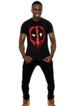 Black - Close up - Deadpool Mens Splat Face Cotton T-Shirt
